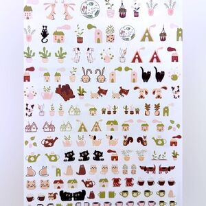 Cute Animal and Plant Sticker Sheet